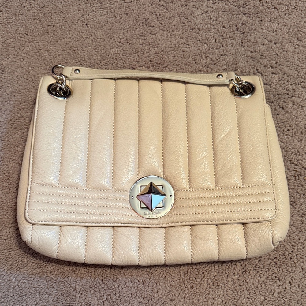 Authentic Kate Spade Cream Quilted Leather Shoulder Bag